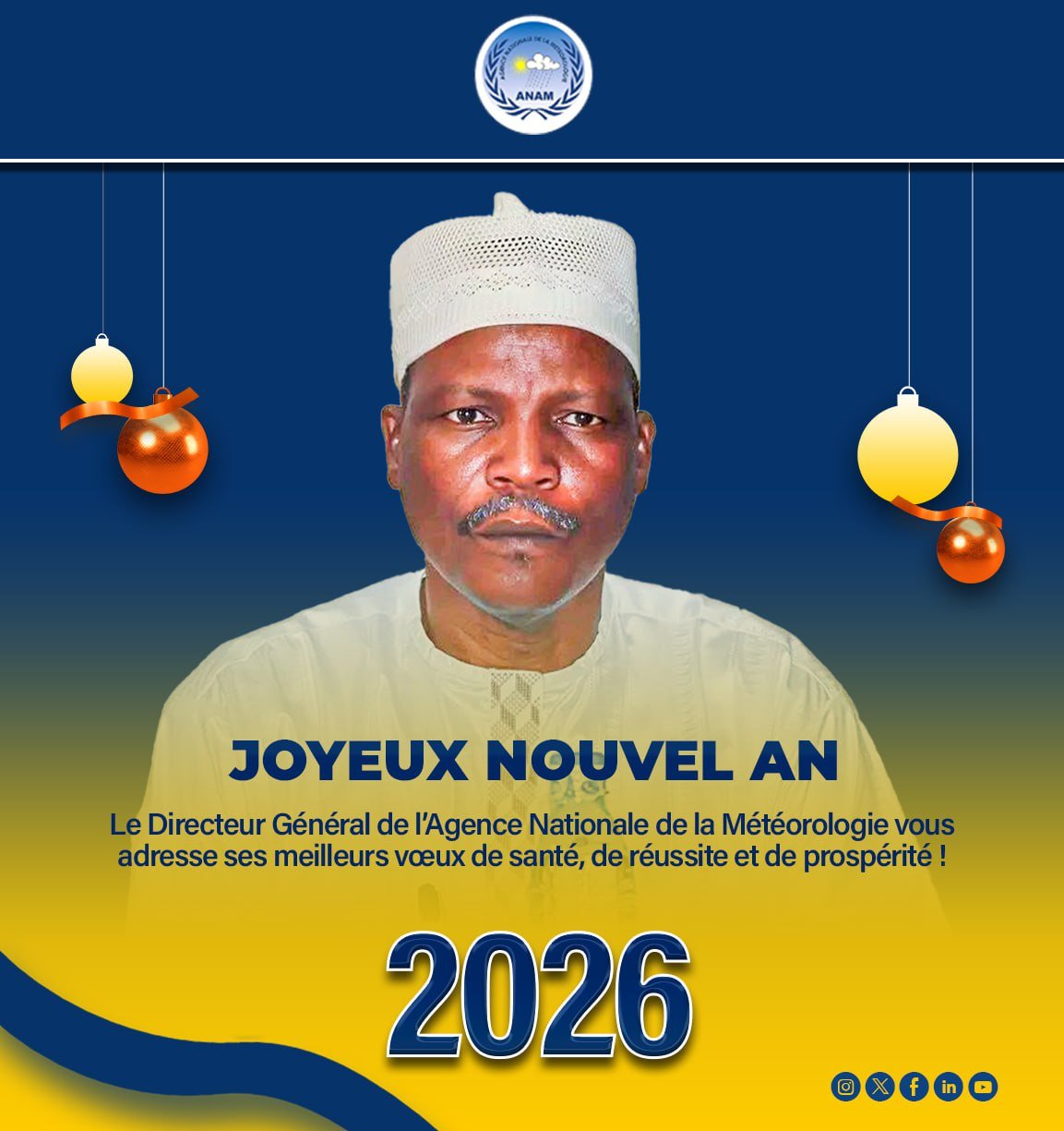 🌍🌦️ VŒUX DE NOUVEL AN 2026 DE L’AGENCE NATIONALE DE LA MÉTÉOROLOGIE DU TCHAD